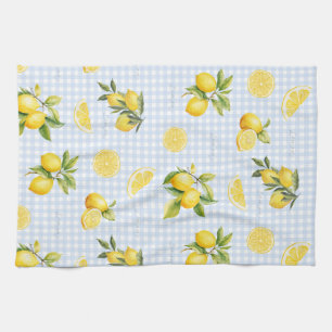 Pfirsich-Limonen-Gingham Geschirrtuch