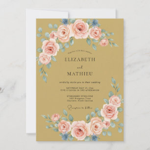 Pfirsich Malerische Hochzeit Einladung
