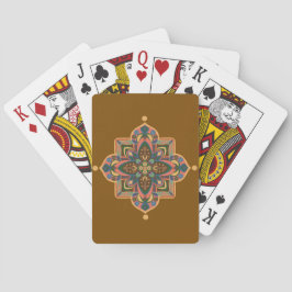 Pfirsich-Mandala auf braunen Spielkarten