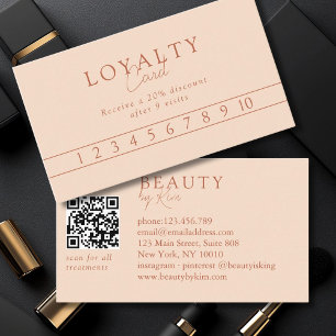 Pfirsich Minimal Eleganter Salon QR-Code Visitenkarte