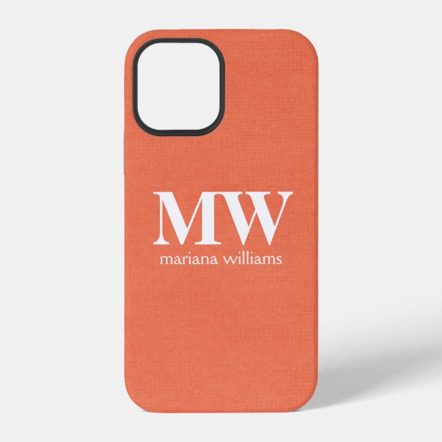 Pfirsich-Minimalistisches-Monogramm Initiale iPhone 12 Hülle (Rückseite)