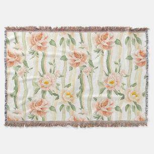 Pfirsich Minze Rosen Florale Streifen Decke