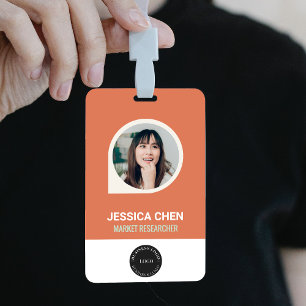 Pfirsich-Mitarbeiter-Foto-ID-Karte, Barcode, Logo, Ausweis