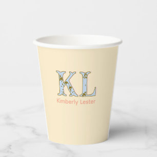 Pfirsich-Monogramm-Name-Buchstabe vintage fett Pas Pappbecher