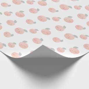 Pfirsich-Muster Süß Kawaii Weiß & Rosa Geschenkpapier