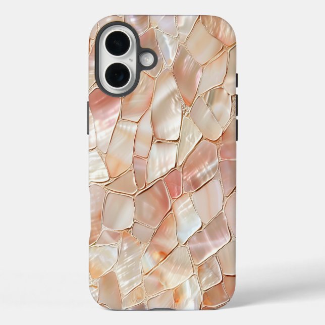 Pfirsich-Mutter von Pearl Mosaic iPhone 16 Plus Hülle (Rückseite)
