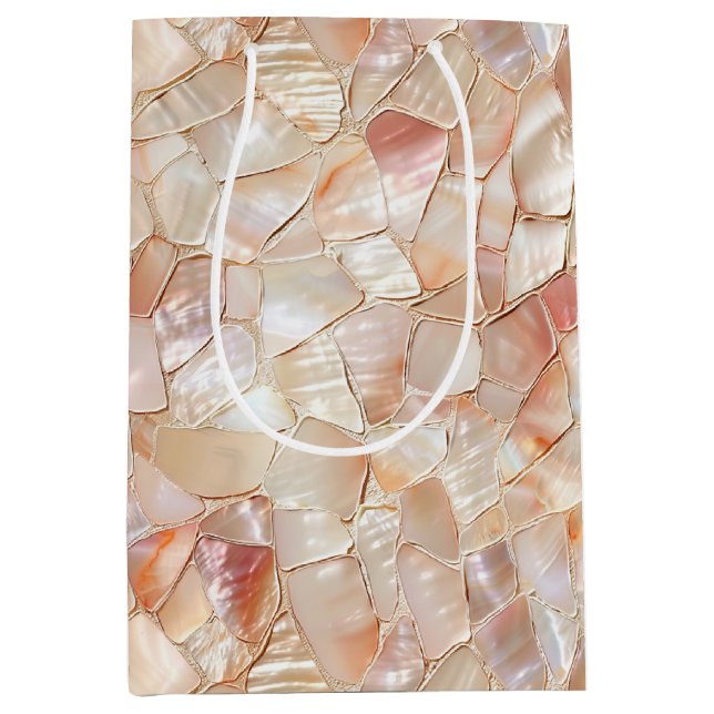 Pfirsich-Mutter von Pearl Mosaic Mittlere Geschenktüte (Vorderseite)
