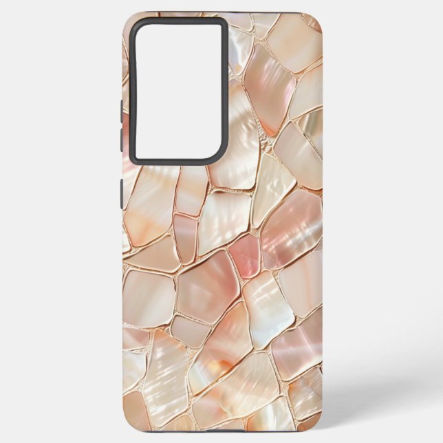 Pfirsich-Mutter von Pearl Mosaic Samsung Galaxy Hülle (Rückseite)