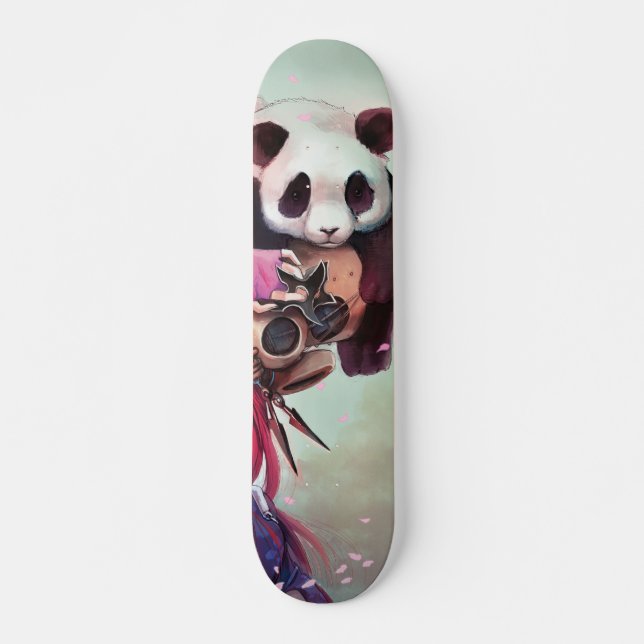 Pfirsich Ninja Pandas Skateboard (Vorne)