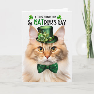 Pfirsich Norwegische Waldkatze St CATrick's Day Feiertagskarte