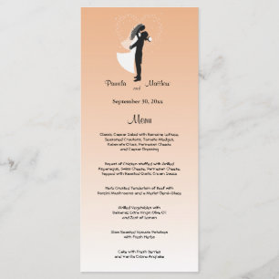 Pfirsich-Ombre-Hochzeitsmenükarte zum Anpassen Menükarte