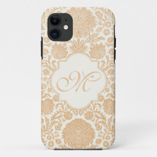 Pfirsich, Orang mit Monogramm Blumendamast title_seo2