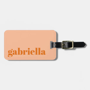 Pfirsich Orange Fette Typografie Personalisierter Gepäckanhänger