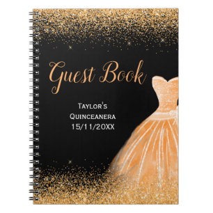 Pfirsich Orange Kleid Faux Glitter Quinceanera Notizblock