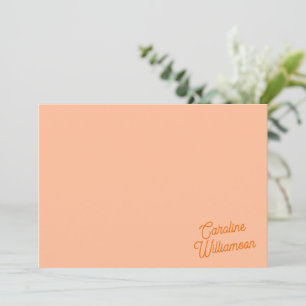 Pfirsich-Orange-Schrift personalisierte Korrespond Mitteilungskarte