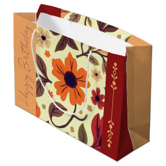 Pfirsich Orange und rostiges Braun Große Geschenktüte