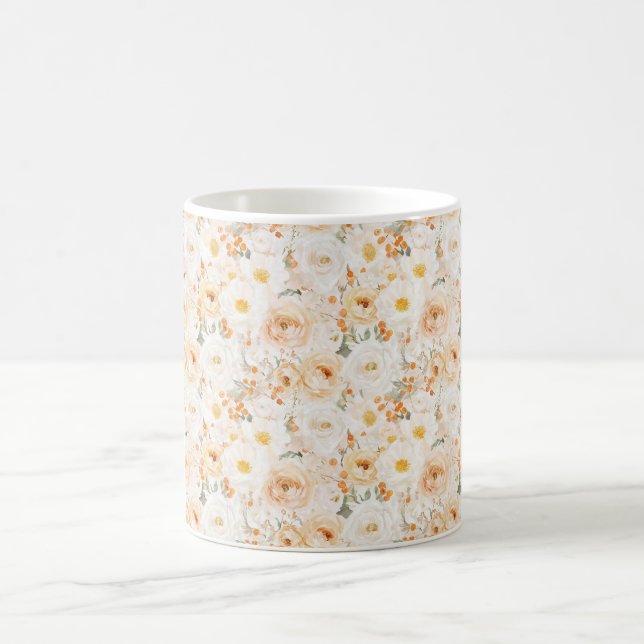 Pfirsich-Orangen-Blüten Kaffeetasse (Mittel)