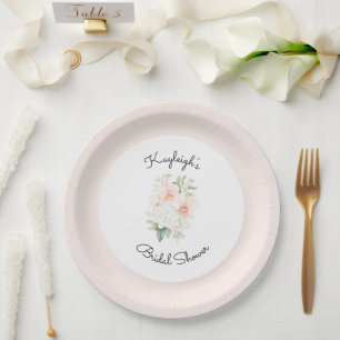 Pfirsich-Orchideen-Blush-Hochzeitsdusche Pappteller