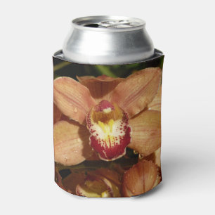 Pfirsich-Orchideen mit Regentropfen-Blumen Dosenkühler