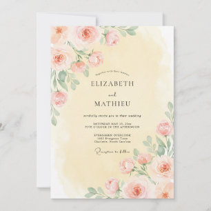 Pfirsich Pastell Florale Umarmung Hochzeit Einladung
