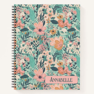 Pfirsich Pastell Garten Blumen Notizbuch