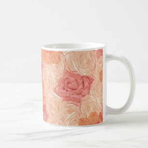 Pfirsich-Pastell-Vintage-Rosenmuster Kaffeetasse
