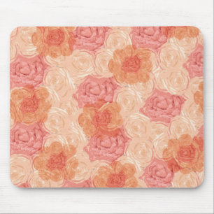 Pfirsich-Pastell-Vintage-Rosenmuster Mousepad