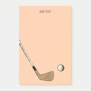 Pfirsich Personalisiert Modern Vintage Golf Post-it Klebezettel