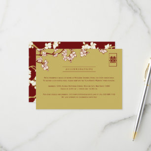 Pfirsich/Pflaumenblüten und Hochzeit mit doppeltem RSVP Karte
