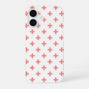 Pfirsich-Polka-Kreuze auf Weiß iPhone 16 Hülle