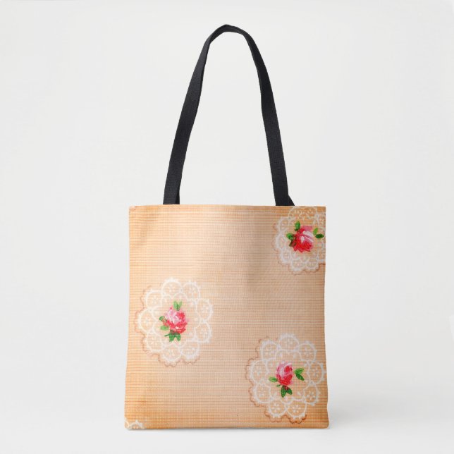 Pfirsich-Posies Tasche (Vorderseite)