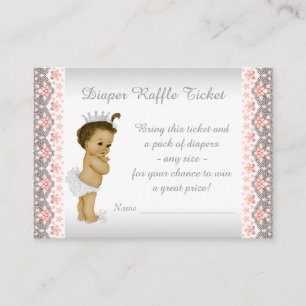 Pfirsich-Prinzessin Diaper Raffle Ticket Begleitkarte