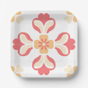 Pfirsich-Rosa-Blumenmuster Pappteller