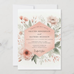 Pfirsich-Rosa-Blüten-Hochzeit Einladung