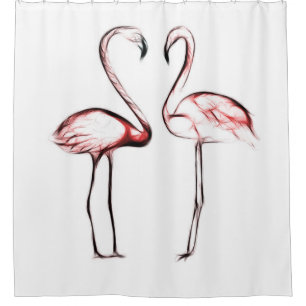 Pfirsich Rosa Flamingos Flamingo Tropisch Duschvorhang