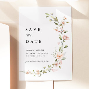 Pfirsich-Rosa Florale Hochzeit Save The Date