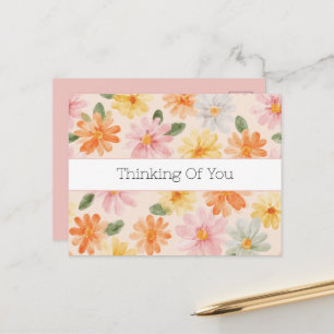 Pfirsich Rosa Gelb Blaue Blumen In Gedanken an Dic Postkarte