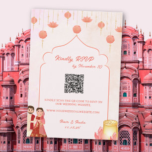 Pfirsich-Rosa-Lotus-Laternen Thema Hochzeit RSVP Einladung