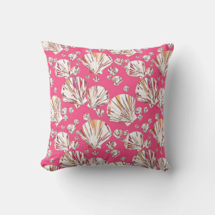 Pfirsich, rosa Muscheln, korallenrosa Hintergrund Kissen