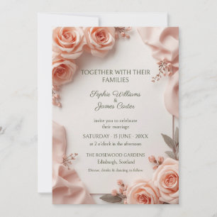 Pfirsich-Rosa-Satin-Hochzeitseinladung Einladung