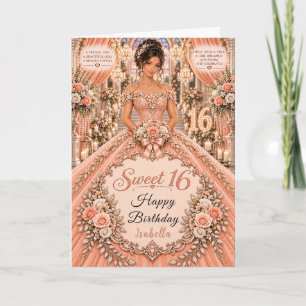 Pfirsich-Rosa Sweet 16-Feier Karte