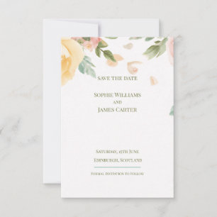Pfirsich-Rosen-Aquarell-Schottische Hochzeit Save The Date