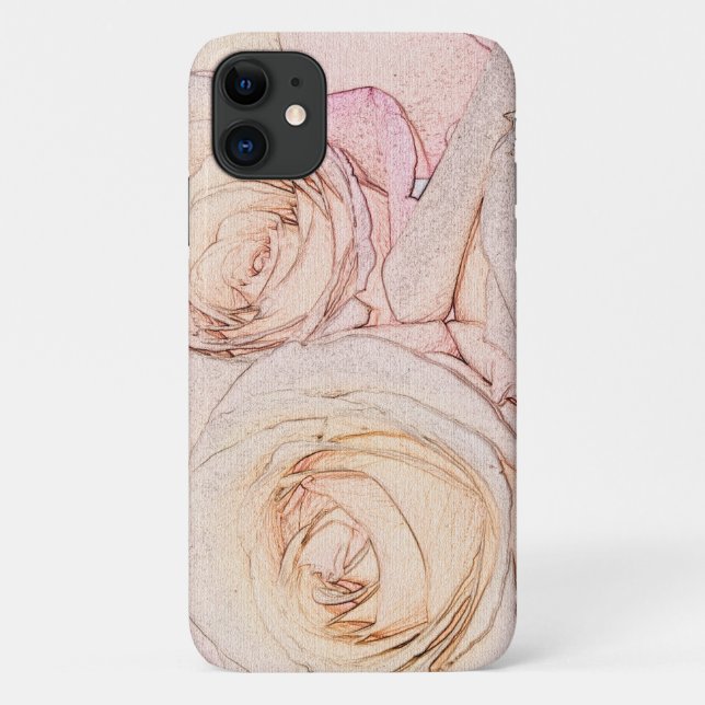 Pfirsich-Rosen Case-Mate iPhone Hülle (Rückseite)