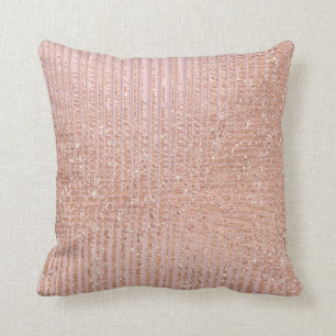 Pfirsich-Rosen-Goldstädtischer Glitzer Stripes Kissen