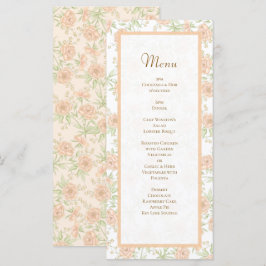Pfirsich-Rosen-Hochzeitsmenüs Menükarte