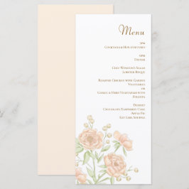 Pfirsich-Rosen-Hochzeitsmenüs Menükarte