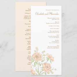 Pfirsich-Rosen-Hochzeitsprogramme Menükarte