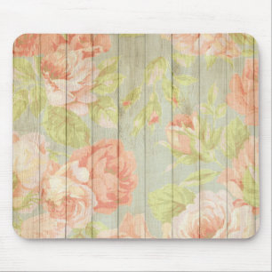 Pfirsich-Rosen-Muster Landzaun Mousepad