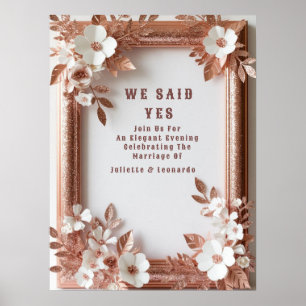💍 Pfirsich-Rosen Roségold Frühlings-Hochzeitsdeko Poster