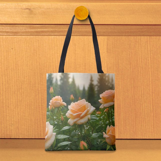 Pfirsich-Rosen-Tasche Tasche (Tote bag with peach roses)